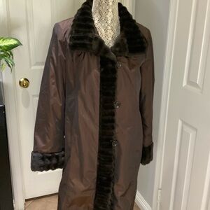 Gallery brown fur lined coat SIZE PL